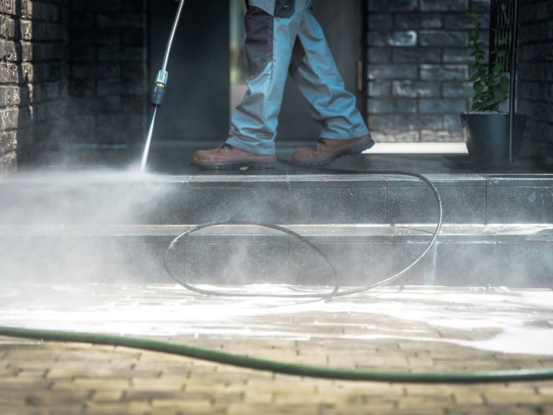 Bestrating reiniging met hoge druk oa industriële reiniging
