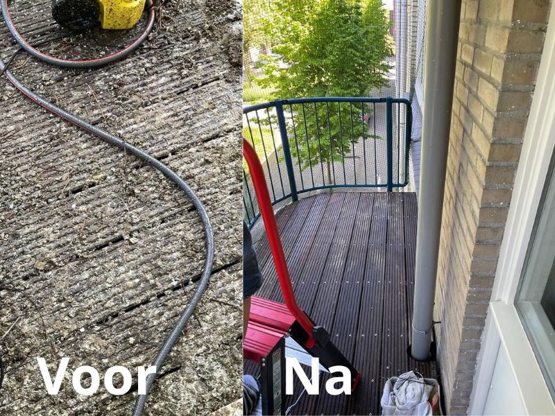 vogelpoep verwijderd van balkon